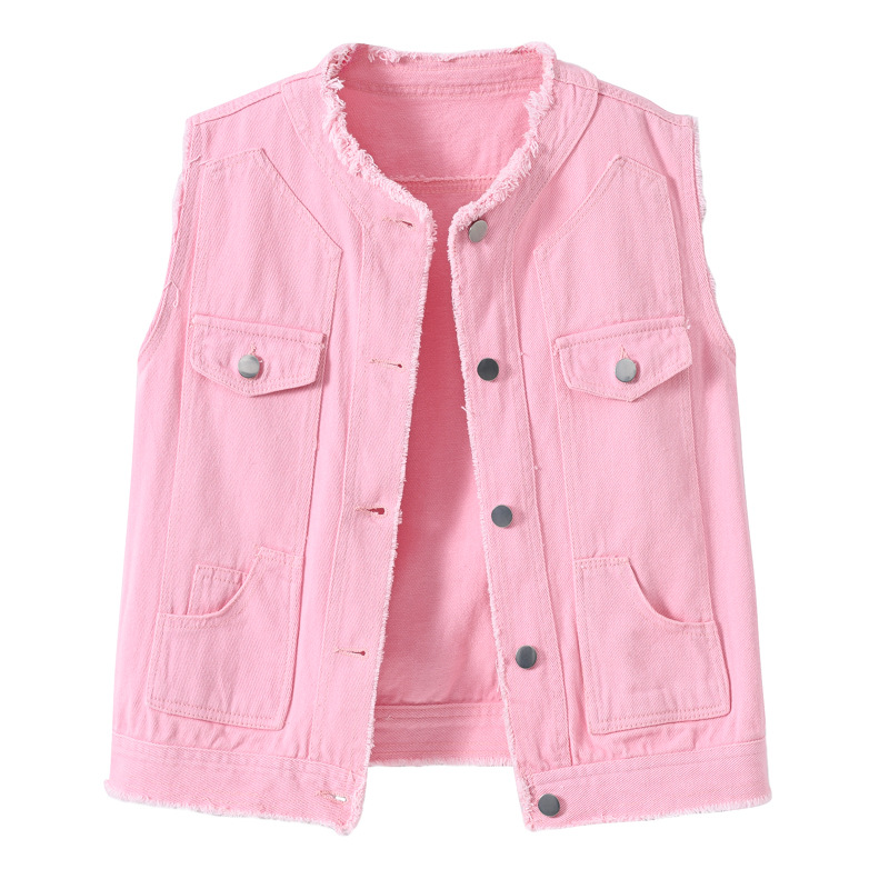 Women Fashion Vest - Женский джинсовый жилет без рукавов с