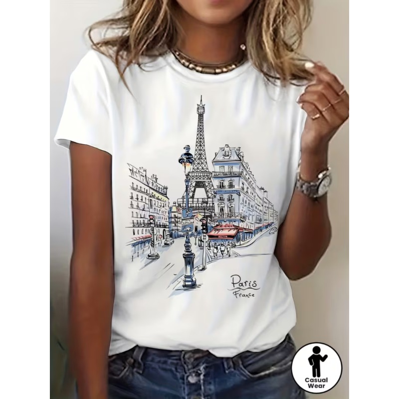 Women'S Fashion Paris - Женская повседневная футболка с коротким рукавом