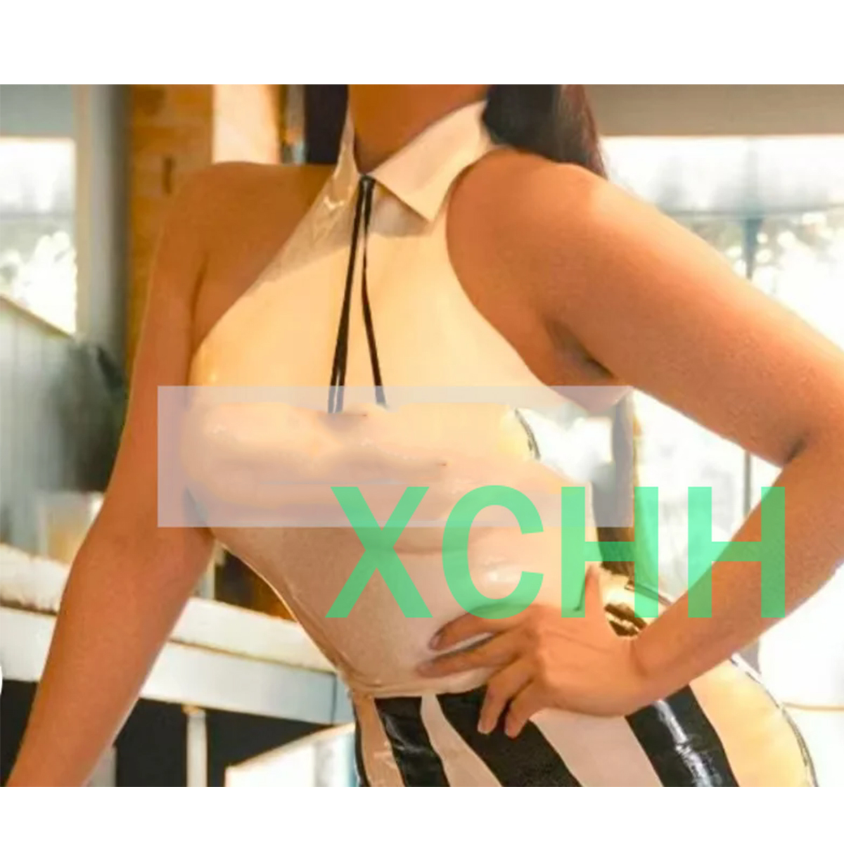 Women Fashion Vest - Натуральный латексный сексуальный женский топ с